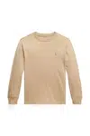 Bavlněné tričko s dlouhým rukávem Polo Ralph Lauren béžová barva, 323854677097