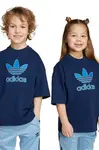 Dětské bavlněné tričko adidas Originals tmavomodrá barva, s potiskem, JY1139