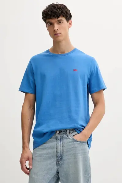 Bavlněné tričko Levi's pánské, modrá barva, 56605