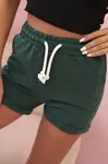 Kesi Dámské bavlněné šortky s gumou a vázáním v pase tmavě zelené