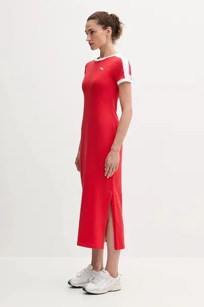 Šaty Puma červená barva, midi, 632140