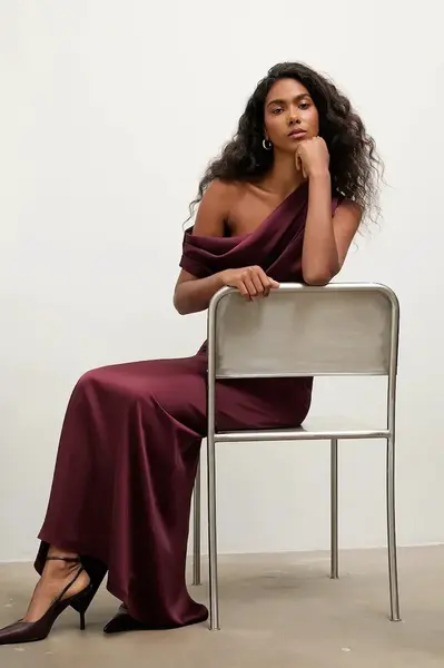 Šaty Answear.LAB vínová barva, maxi