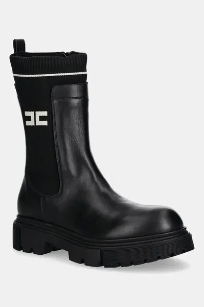 Dětské kožené kotníkové boty Elisabetta Franchi černá barva, F4A5-E0424