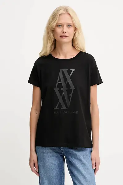 Bavlněné tričko Armani Exchange dámské, černá barva, XW001373 AF10356
