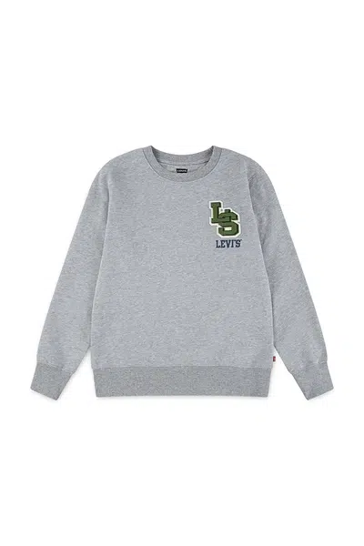 Dětská mikina Levi's STREAMLINE MONOGRAM CREWNE šedá barva, melanžová, 8EP034