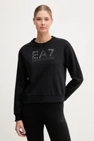 Mikina EA7 Emporio Armani dámská, černá barva, s aplikací, AF16442.7W000542