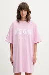 Bavlněné šaty MSGM růžová barva, mini, oversize, 3941MDA510.257798