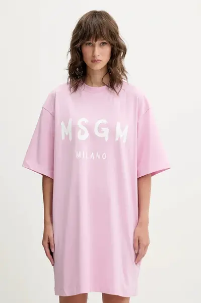 Bavlněné šaty MSGM růžová barva, mini, oversize, 3941MDA510.257798