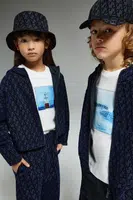 Dětská mikina Emporio Armani tmavomodrá barva, s kapucí, vzorovaná, EB000468 AF16154