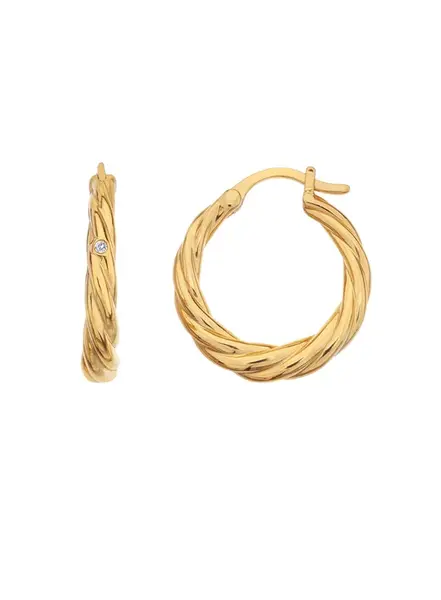 Hot Diamonds Moderní pozlacené náušnice kruhy s diamanty Jac Jossa Soul DE673