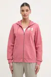 Bavlnená mikina Helly Hansen dámska, ružová farba, s kapucňou, melanžová, 34461