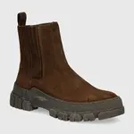 Semišové topánky chelsea Weekend Max Mara GENEPI dámske, hnedá farba, na platforme, 2425796055600
