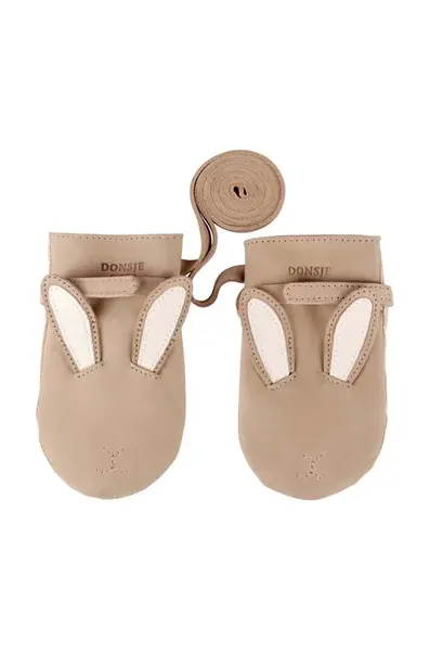 Detské kožené rukavice Donsje Kapi Classic Mittens Bunny béžová farba, 6019003