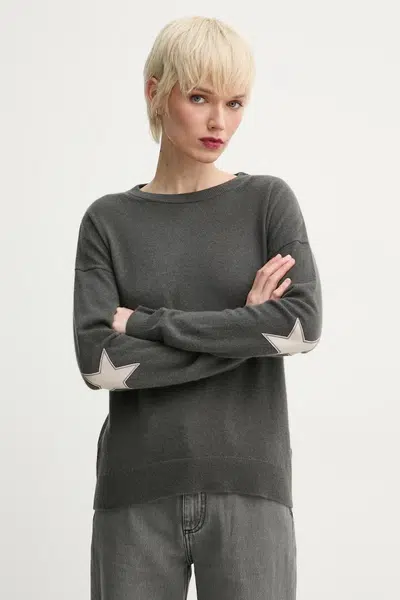 Kašmírový sveter ZADIG&VOLTAIRE dámsky, šedá farba, tenký, KWSW00064