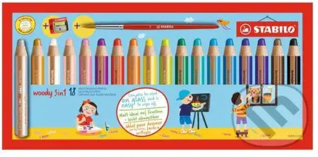 STABILO woody 3 in 1 (18 kusov v púzdre so strúhadlom a štetcom)
