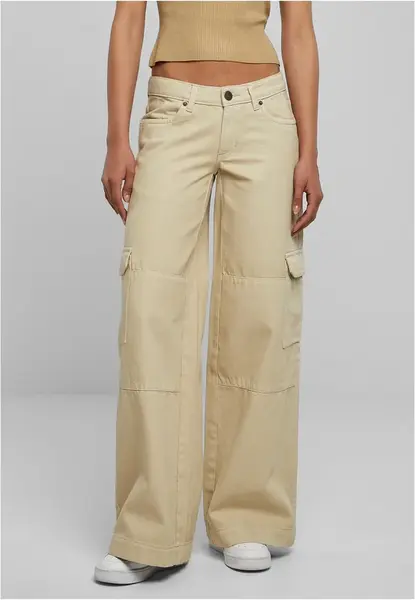 Dámský kargo denim s nízkým pasem offwhite raw