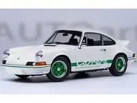 Porsche 911 Carrera 2.7 RS Grand Prix White with Green Stripes and Wheels 1/18 Model Car by Autoart