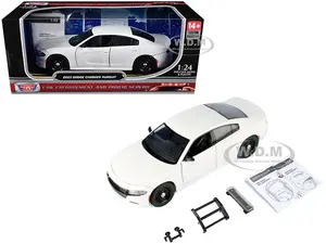 2023 Dodge Charger Pursuit Police Car White "Custom Builders Kit - Law Enforcement and Public Service" Series 1/24 Diecast Model Car by Motormax