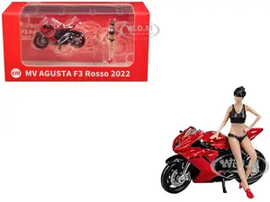 2022 MV Agusta F3 Rosso Motorcycle Red with Figure 1/64 Diecast Model by CM Model