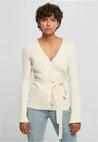 Women's rib knit wrapped cardigan whitesand