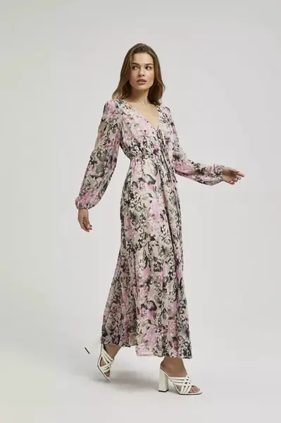 Marisse Gray Floral Maxi Dress