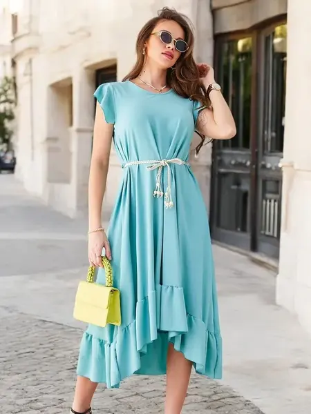 Resti Women's midi dress with ruffles and short sleeves