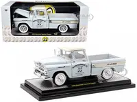 1958 Chevrolet Apache Cameo Pickup Truck "Mooneyes" Light Gray with White Top Limited Edition to 6650 pieces Worldwide 1/24 Diecast Model Car by M2 M
