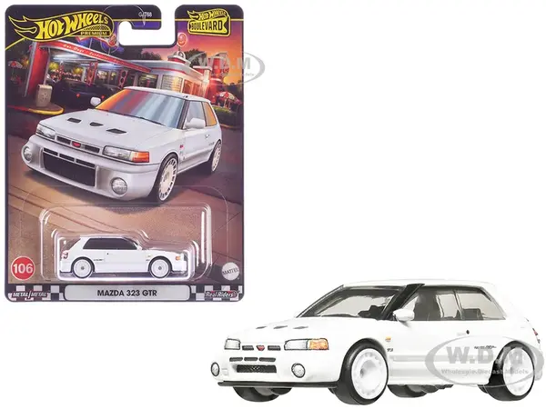 Mazda 323 GTR RHD (Right Hand Drive) White "Boulevard" Series Diecast Model Car by Hot Wheels