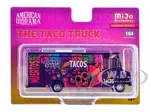 Food Truck "The Taco Truck" Purple with Graphics 1/64 Diecast Model by American Diorama