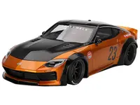 Nissan Z RHD (Right Hand Drive) 23 "LB-NATION WORKS" Orange Metallic with Matt Black Hood and Black Top 1/18 Model Car by Top Speed