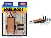 "Haul N Go 1" Trailer and 2 Figurines Diecast Set of 3 pieces for 1/64 Scale Models by American Diorama