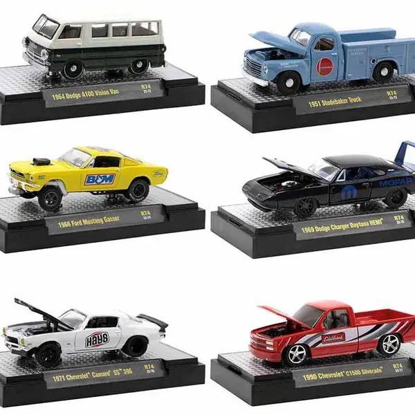 "Auto-Thentics" 6 piece Set Release 74 IN DISPLAY CASES Limited Edition to 8250 pieces Worldwide 1/64 Diecast Model Cars by M2 Machines