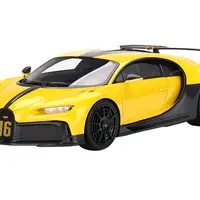 Bugatti Chiron Pur Sport Yellow and Black 1/18 Model Car by Top Speed