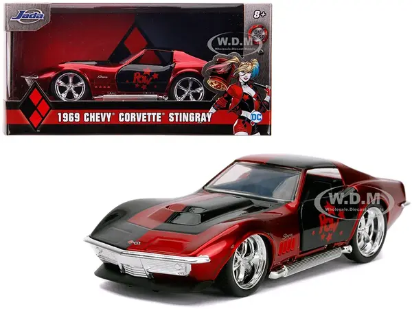 1969 Chevrolet Corvette Stingray "Harley Quinn" "DC Comics" "Hollywood Rides" Series 1/32 Diecast Model Car by Jada