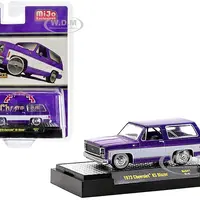 1973 Chevrolet K5 Blazer Purple Metallic and White Limited Edition to 6600 pieces Worldwide 1/64 Diecast Model Car by M2 Machines