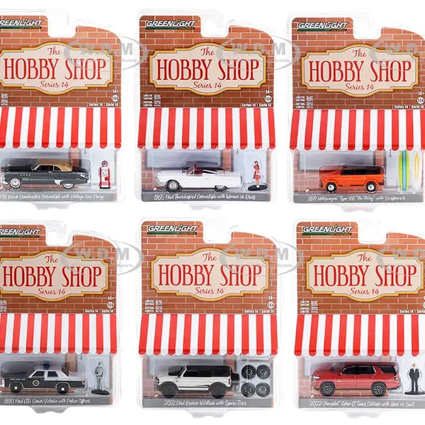 "The Hobby Shop" Set of 6 pieces Series 14 1/64 Diecast Model Cars by Greenlight