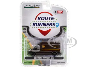 2019 Ford Transit High Roof Van Brown "United Parcel Service" (UPS) "Worldwide Services" "Route Runners" Series 1 1/64 Diecast Model by Greenlight