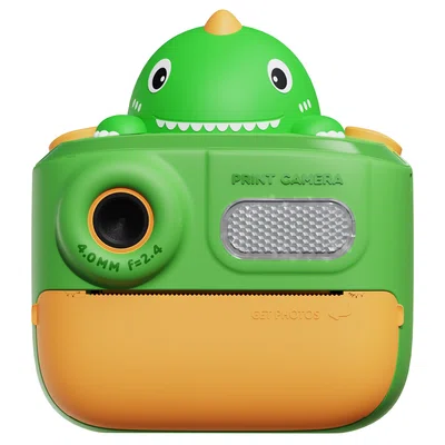 WOWKIDS K64 Kids Instant Print Camera 48MP Front & Rear Dual Cameras - Green Dinosaur