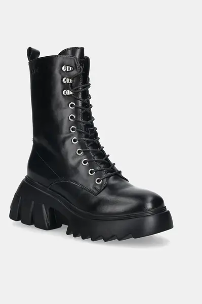 Kožené workery GOE dámské, černá barva, na platformě, lehce zateplené, SS2N4131 BLACK