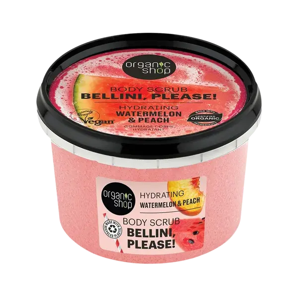 ORGANIC SHOP Hydratační tělový peeling Bellini, please! Vodní meloun a broskev 250 ml