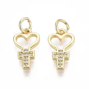 Brass Micro Pave Cubic Zirconia Pendants