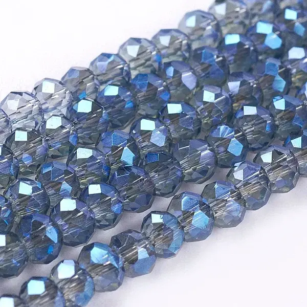 Faceted Rondelle Electroplate Glass Beads Strands