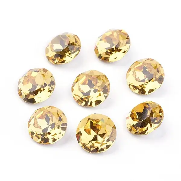 Pointed Back & Back Plated Glass Rhinestone Cabochons
