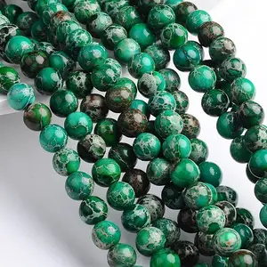 Dyed Natural Imperial Jasper Round Bead Strands