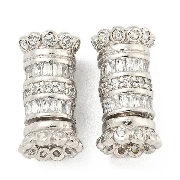 925 Sterling Silver Micro Pave Cubic Zirconia Screw Clasps