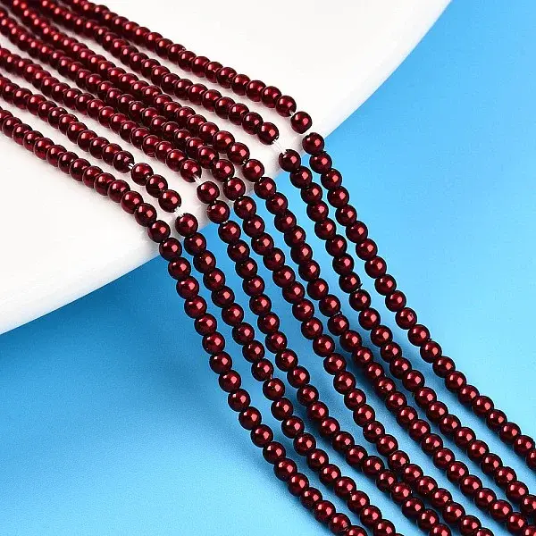 Baking Painted Pearlized Glass Pearl Bead Strands