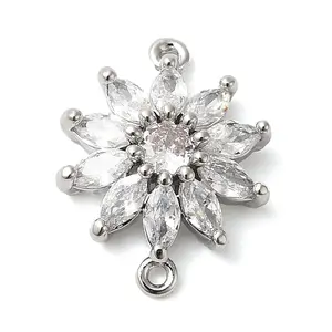 Brass Pave Clear Cubic Zirconia Connector Charms