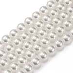 Baking Painted Pearlized Glass Pearl Round Bead Strands