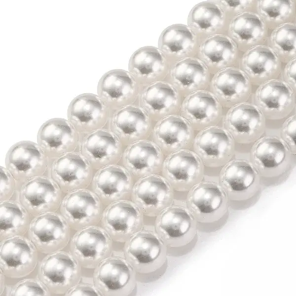 Baking Painted Pearlized Glass Pearl Round Bead Strands