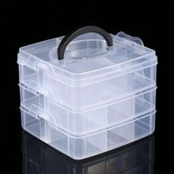 3-Tier Transparent Plastic Bead Containers